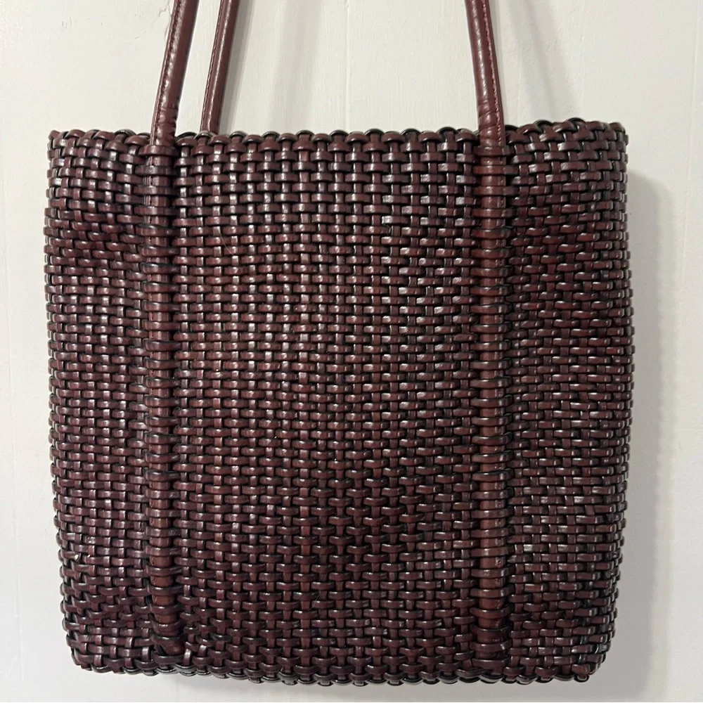 Vintage 90’s Nine West Brown Woven Weaved Leather Boho Retro HandBag Pocketbook - Picture 8 of 15